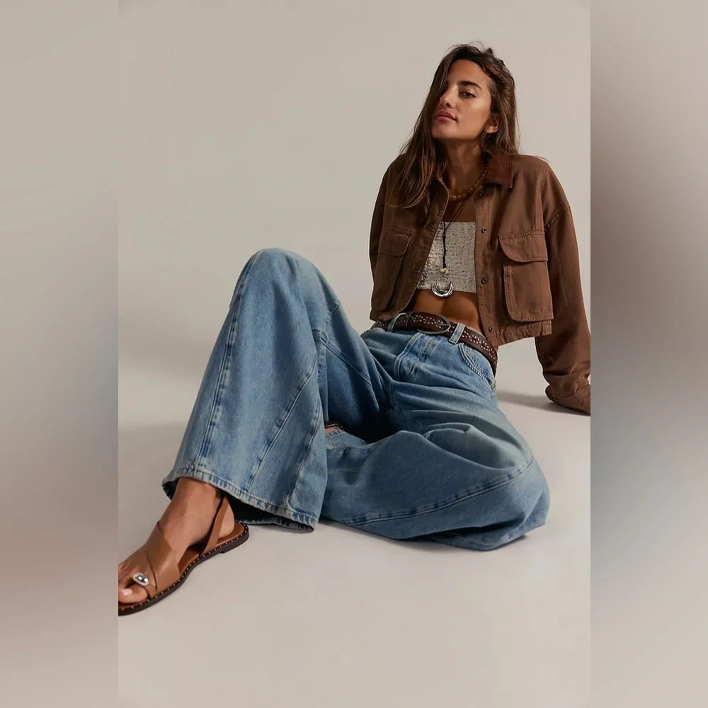 We The Free Sky Blue Wide Leg Jeans - Picture 3 of 14